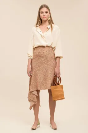 Asymmetrical Midi Skirt in Rust Orange