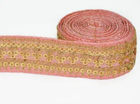 Baby Pink & Golden Sequins Embroidered Border