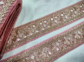 Baby Pink Fancy Zari Work Embroidered Border