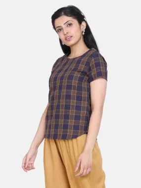 Check Cotton Top - Brown