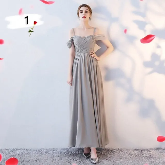 Customizable Elegant A Line Chiffon Long Bridesmaid Dresses