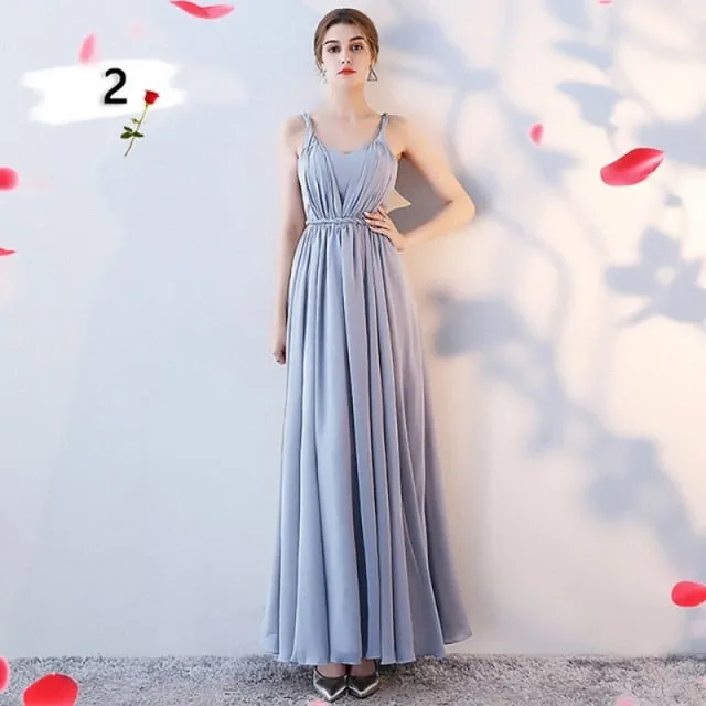 Customizable Elegant A Line Chiffon Long Bridesmaid Dresses