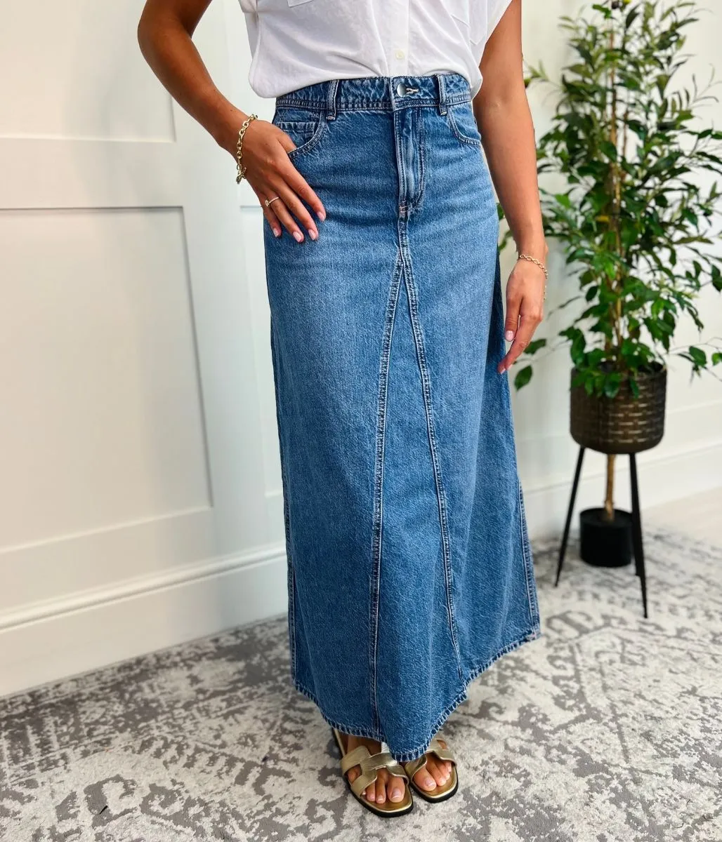 Denim A line Maxi Skirt