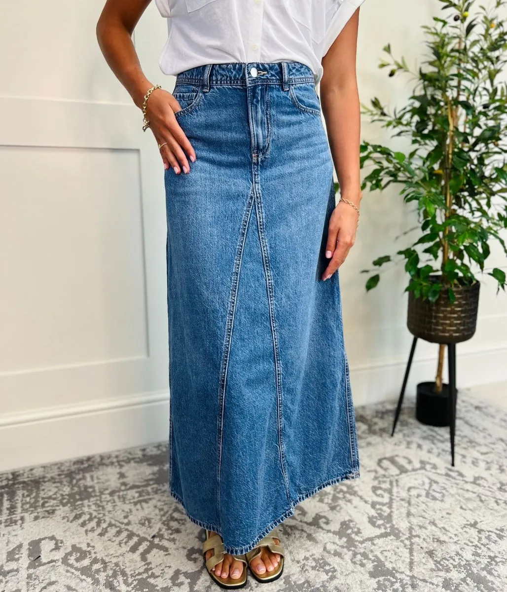 Denim A line Maxi Skirt