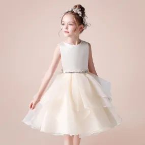 First Communion/ Birthday Dress with Removable Pearls Belt