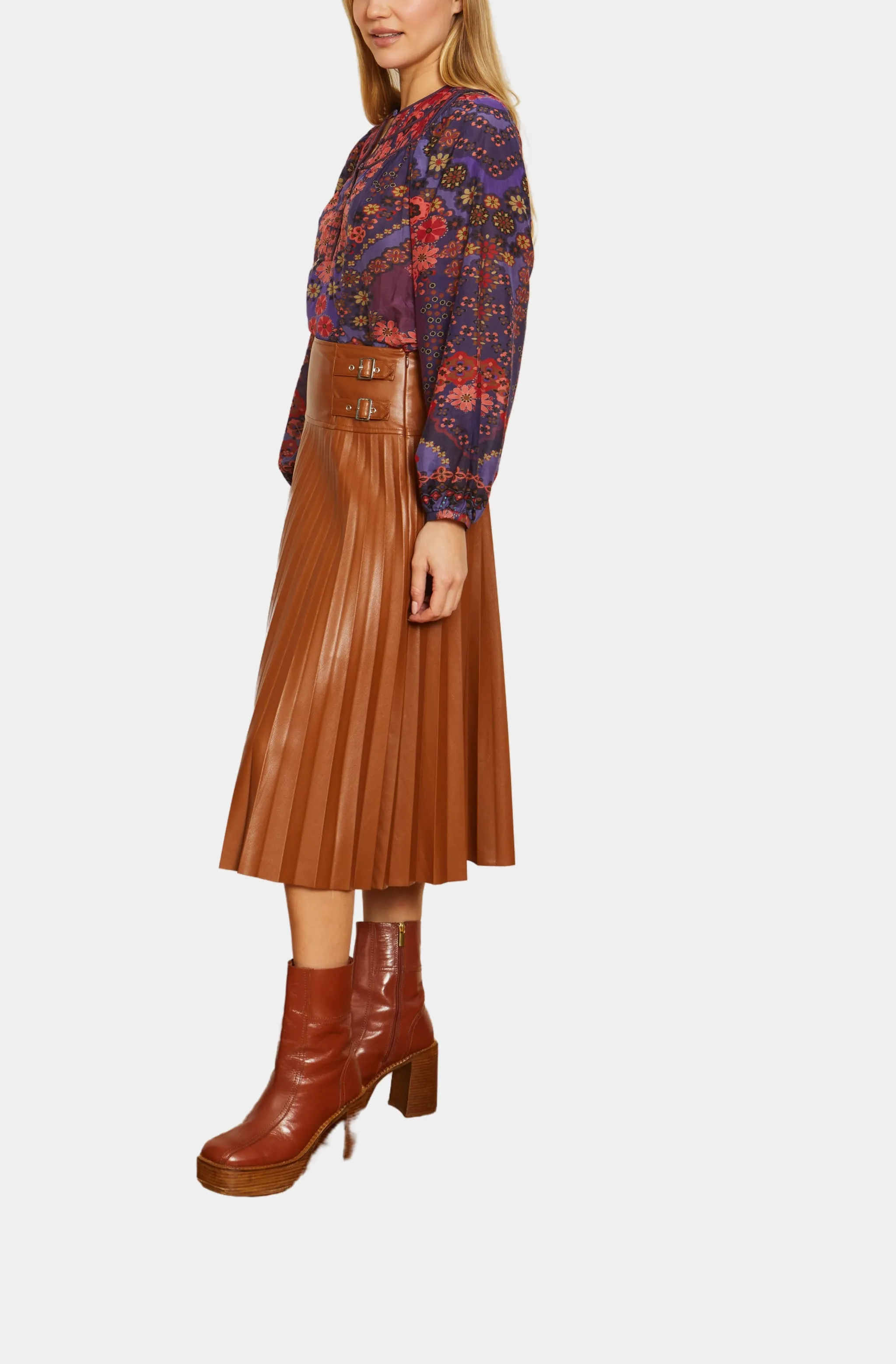 Hendrix Tobacco Vegan Leather Skirt