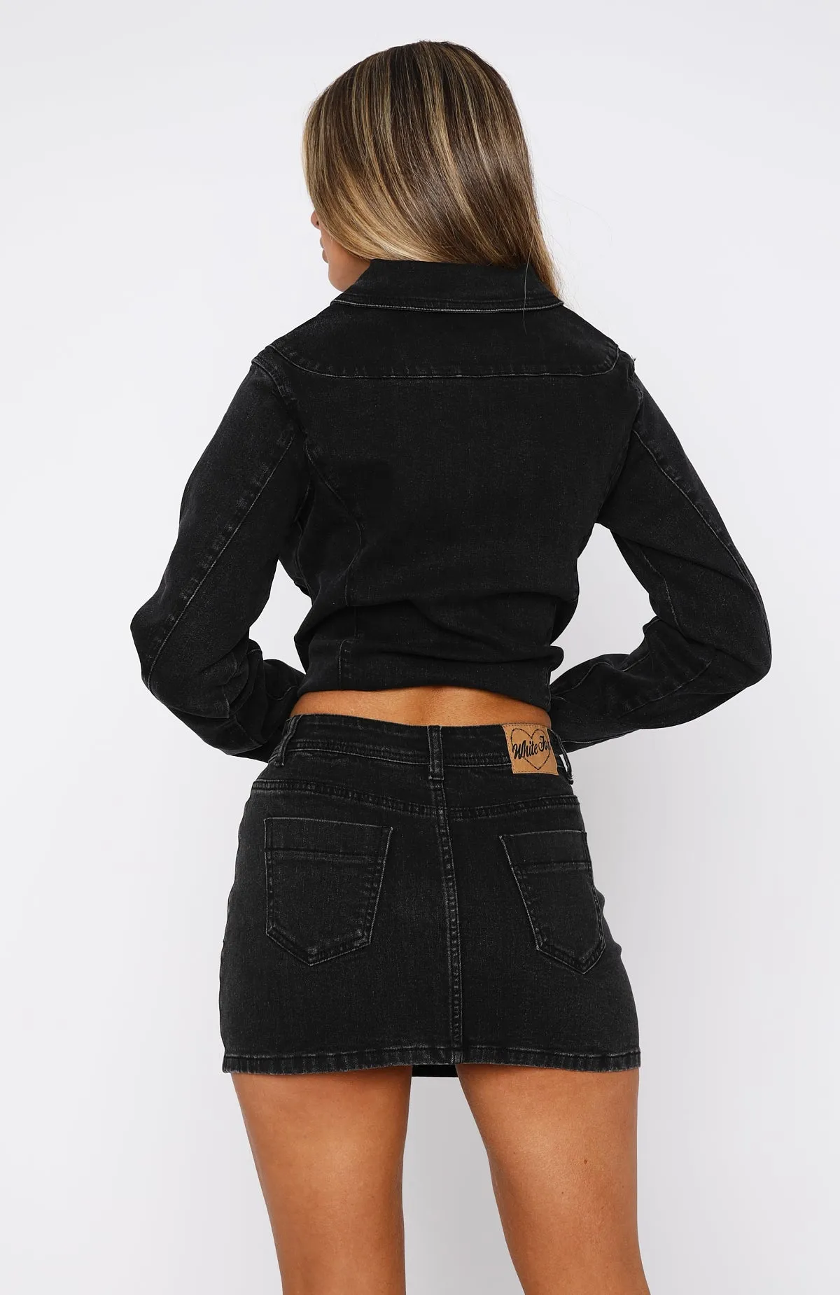 Kayla Denim Mini Skirt Black Acid Wash