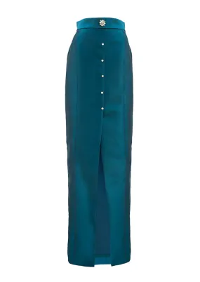 MASON by MASON'S DAUGHTER Charlotte Skirt, Peacock Blue Silk Wool