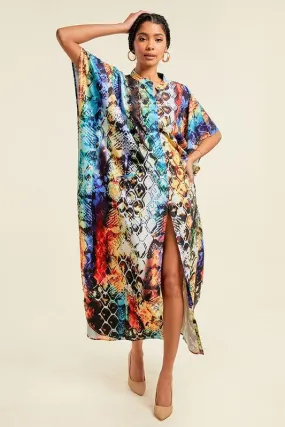 Printed  Button  Down Oversized Dress